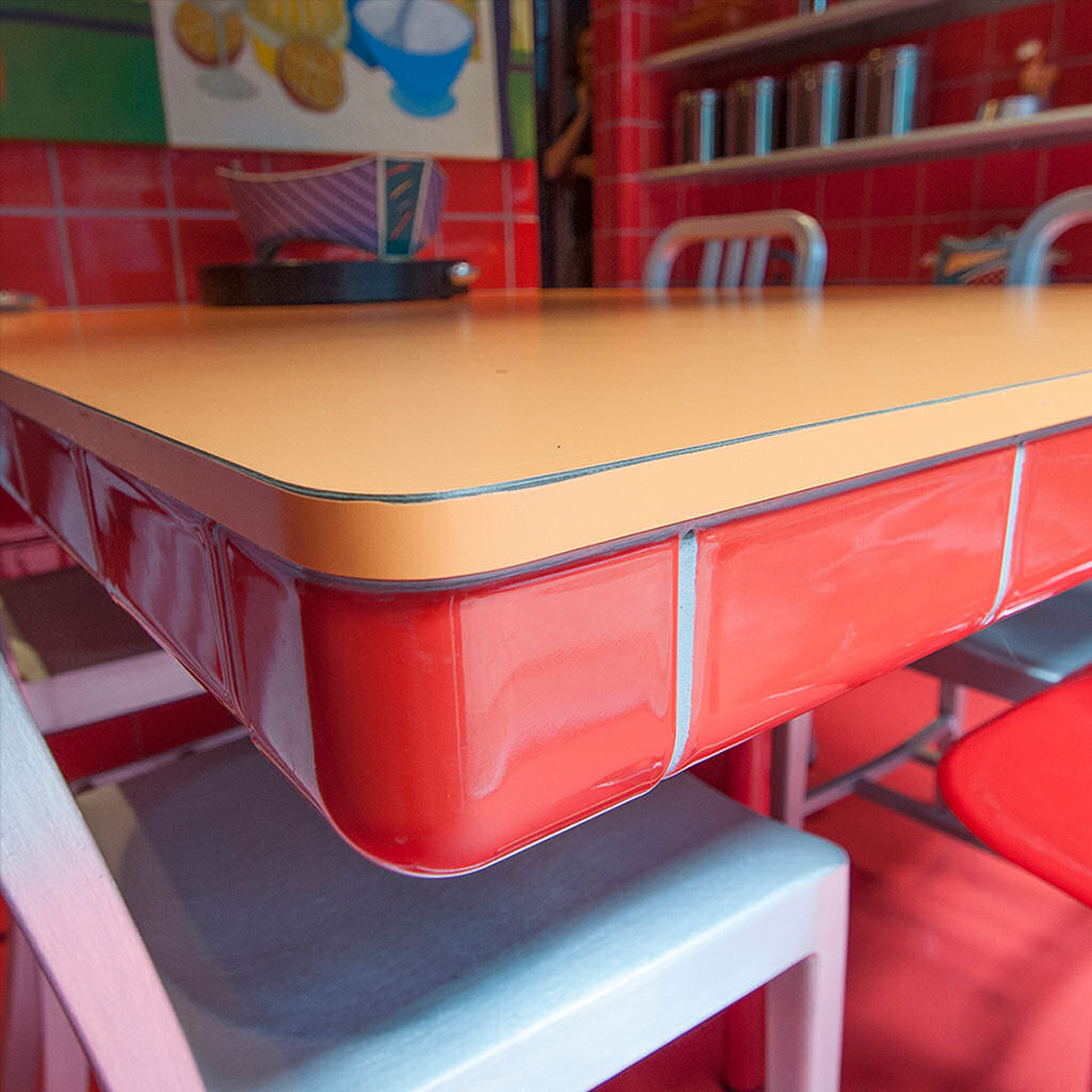 modern kitchen red tiles