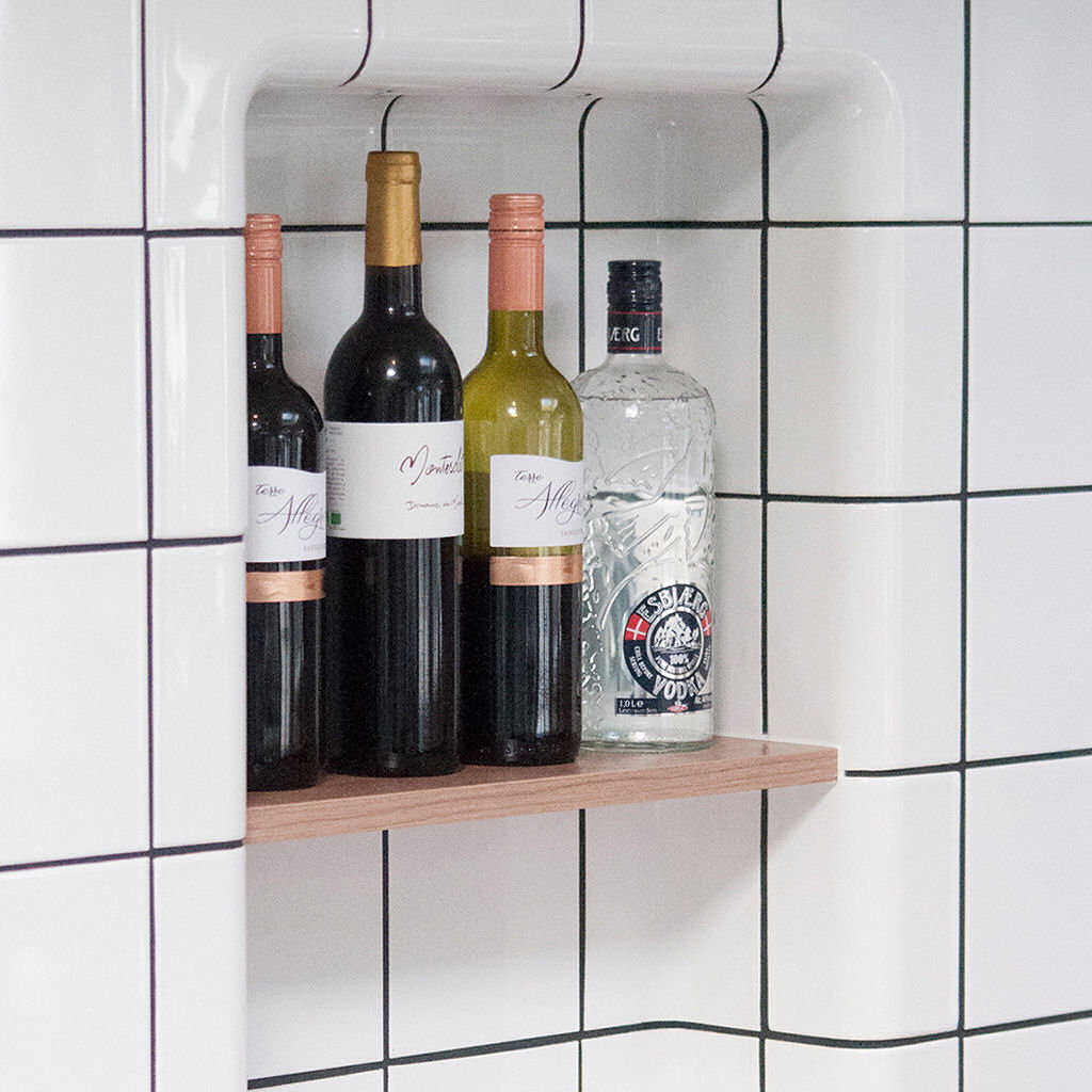 kitchen in garden shed  threedimensional tiles