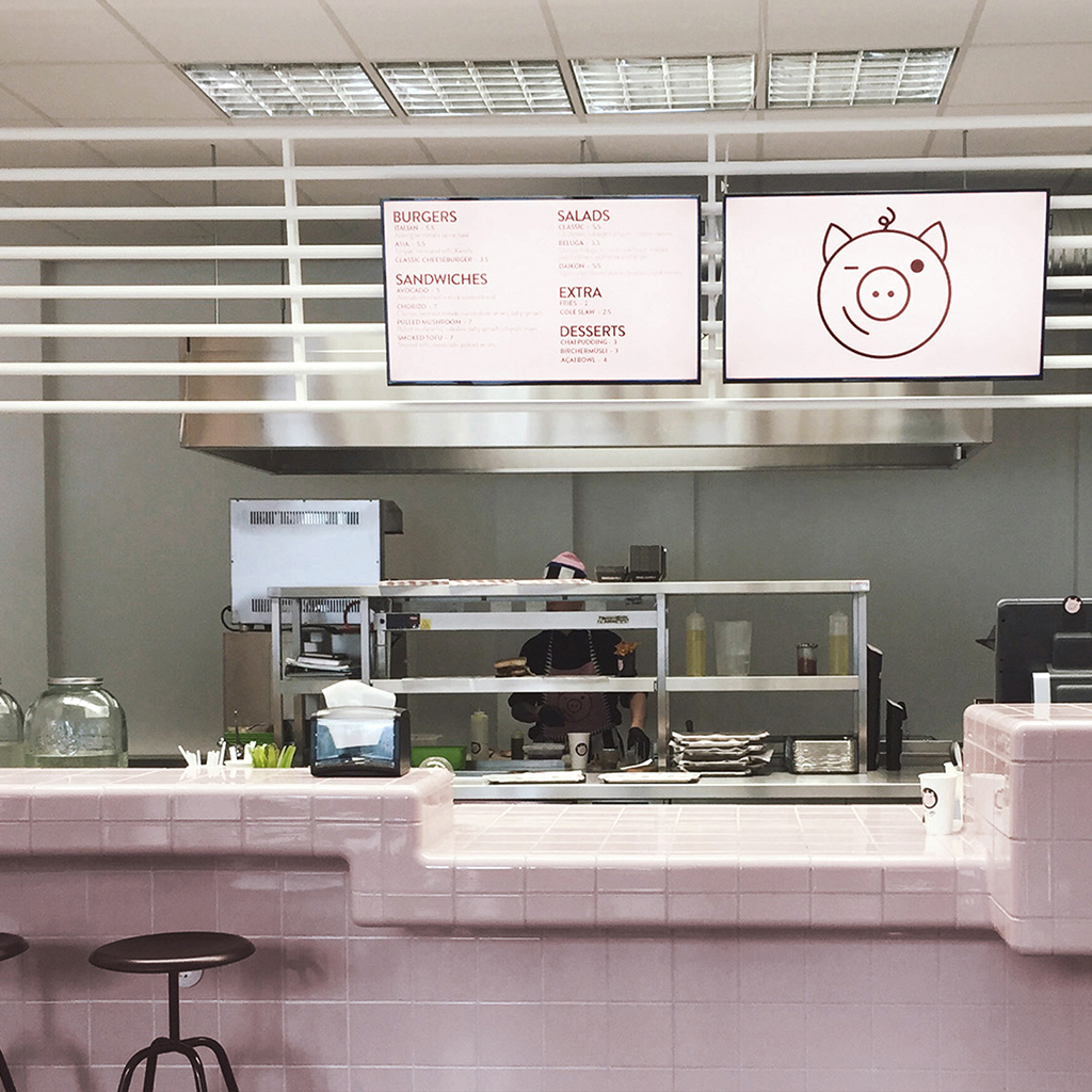 cafe / restaurant with rounded 3d tiles 